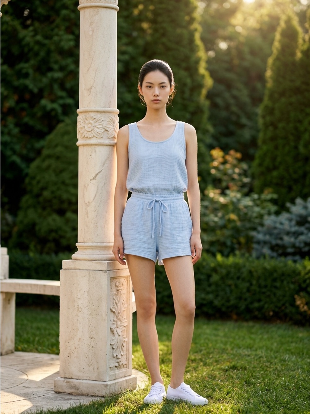 Express Light Blue Textured Cotton Shorts Size XL